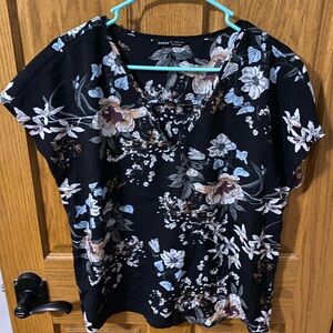 SHEIN Black Floral Blouse Women’s Size L!
